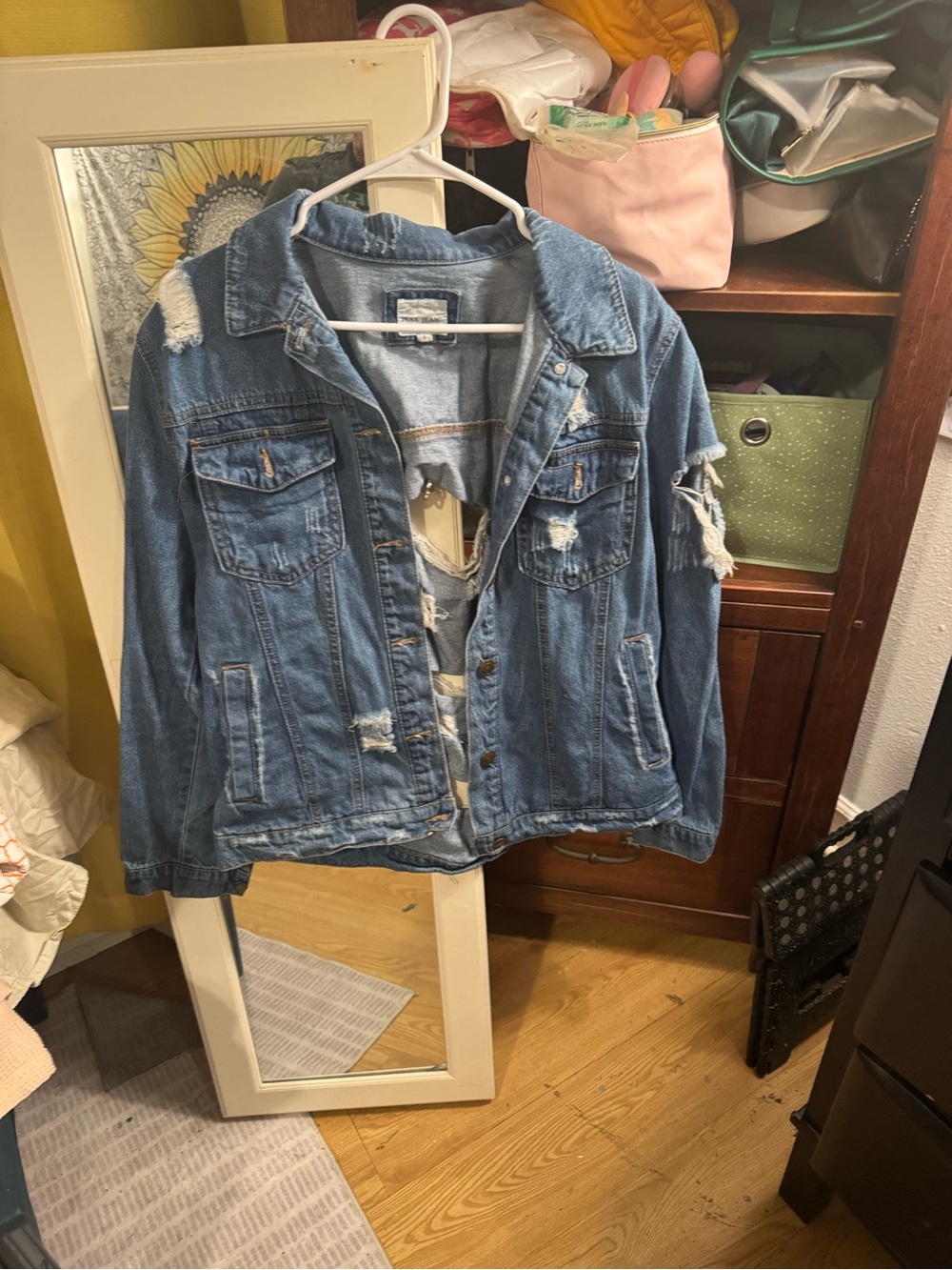 Wax Distressed Blue Denim Jacket - Women